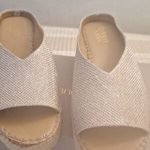 Aldo Shimmering Silver Espadrille Slides